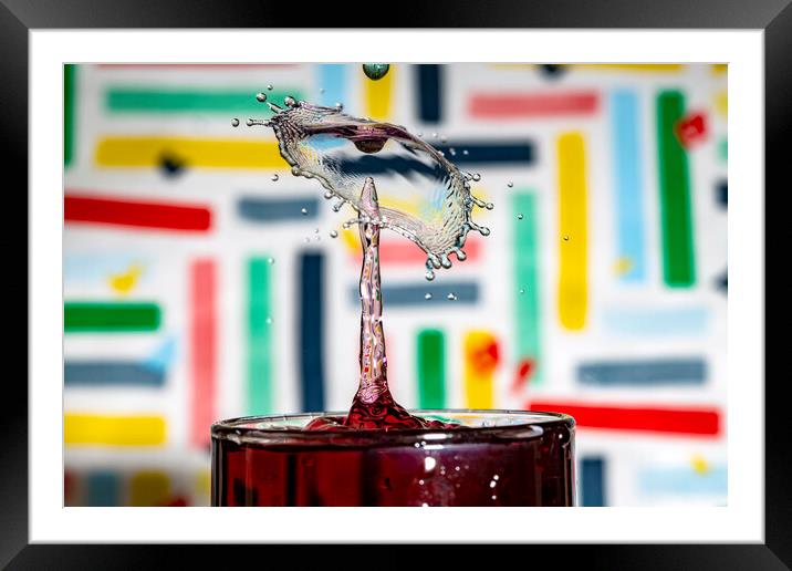 Blue on Red Collisions over a Colorful background Framed Mounted Print by Antonio Ribeiro