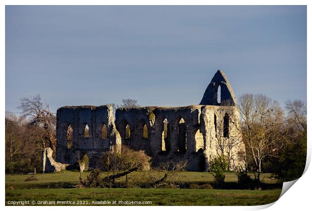 Newark Priory in Late Afternoon Light Print by Graham Prentice