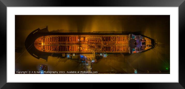 Night panorama of a ship Framed Mounted Print by A N Aerial Photography