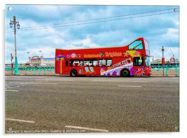 Brighton Tour Bus Acrylic by Beryl Curran