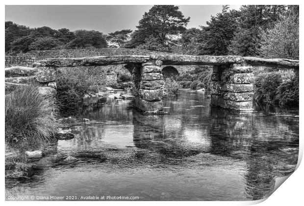  Clapper bridge Dartmoor Mono Print by Diana Mower