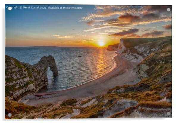 Durdle Dor Sunset, Dorset Acrylic by Derek Daniel