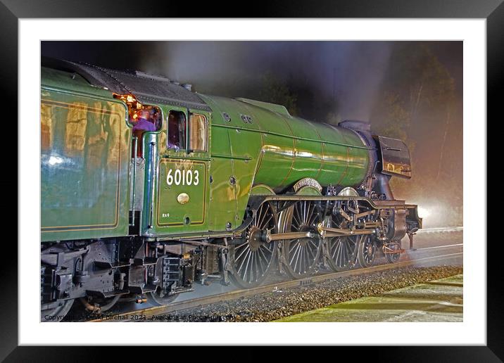 Flying Scotsman at night. Framed Mounted Print by David Birchall