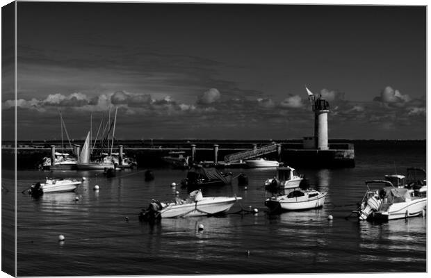 View on Phare de la Flotte in black and White Canvas Print by youri Mahieu