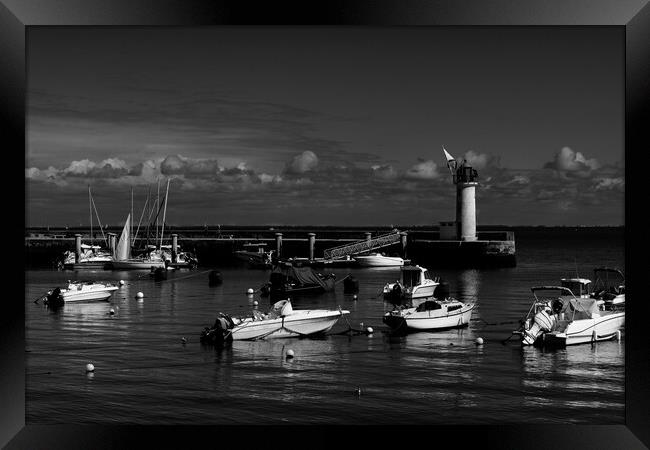 View on Phare de la Flotte in black and White Framed Print by youri Mahieu