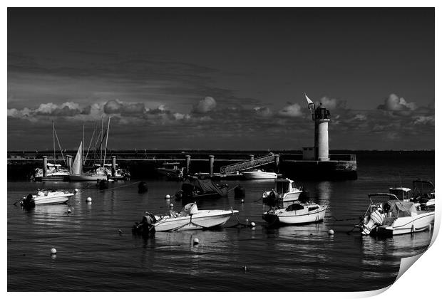 View on Phare de la Flotte in black and White Print by youri Mahieu