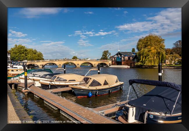 Boats moopred at Henley on Thames Framed Print by Kevin Hellon