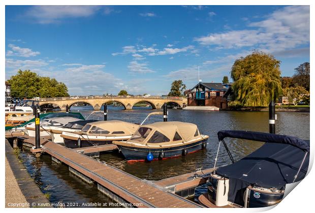 Boats moopred at Henley on Thames Print by Kevin Hellon