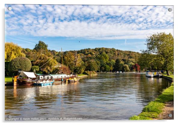 Looking up river, Henley on Thames Acrylic by Kevin Hellon