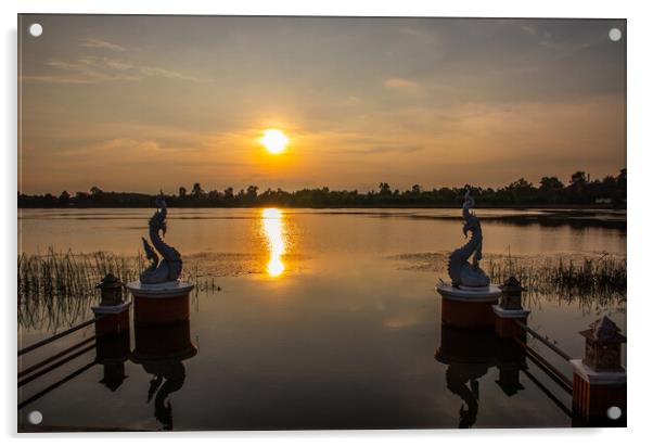 A beautiful lake in Ban Lalom District Sisaket Thailand somewhere in Isaan Acrylic by Wilfried Strang