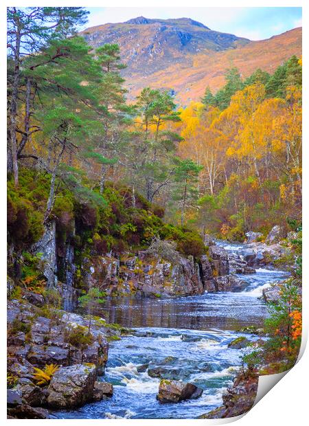 River Affric in Autumn Print by John Frid