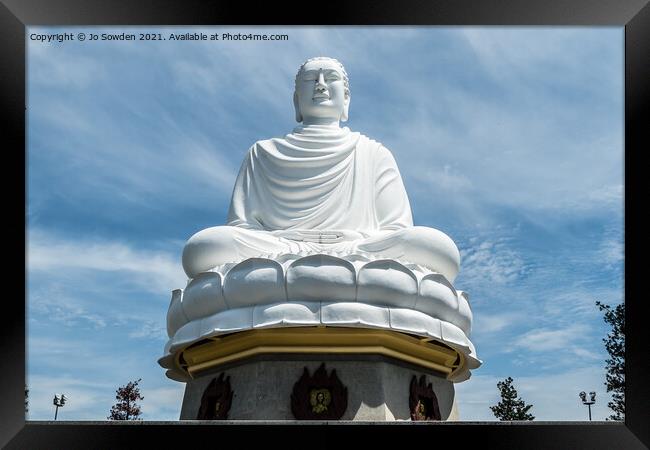 White Buddha at Long Son Pagoda, Vietnam Framed Print by Jo Sowden