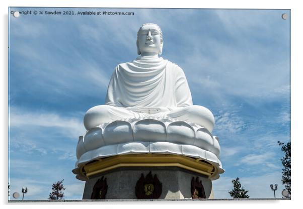 White Buddha at Long Son Pagoda, Vietnam Acrylic by Jo Sowden