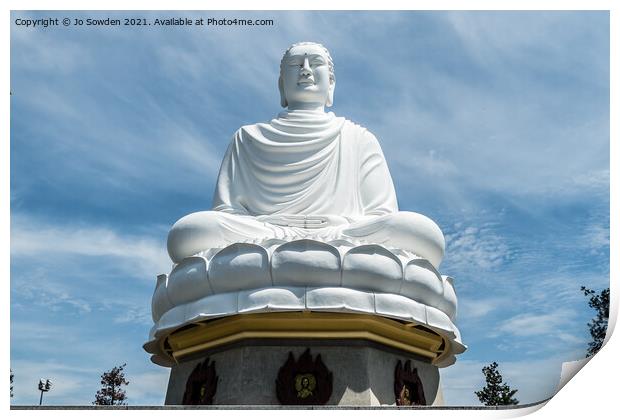 White Buddha at Long Son Pagoda, Vietnam Print by Jo Sowden