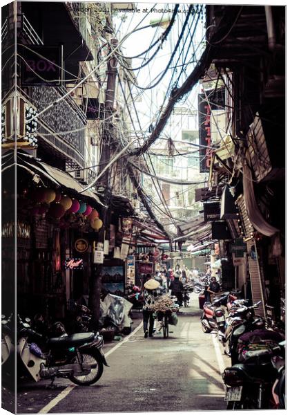 Hanoi Side street, Vietnam Canvas Print by Jo Sowden