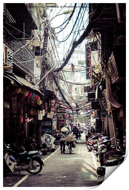 Hanoi Side street, Vietnam Print by Jo Sowden