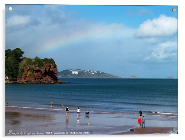 Rainbow over Tor Bay Acrylic by Stephen Hamer