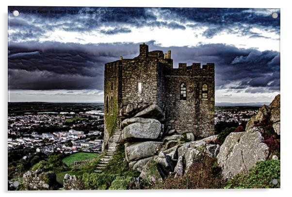 Carn brea castle Acrylic by Kevin Britland