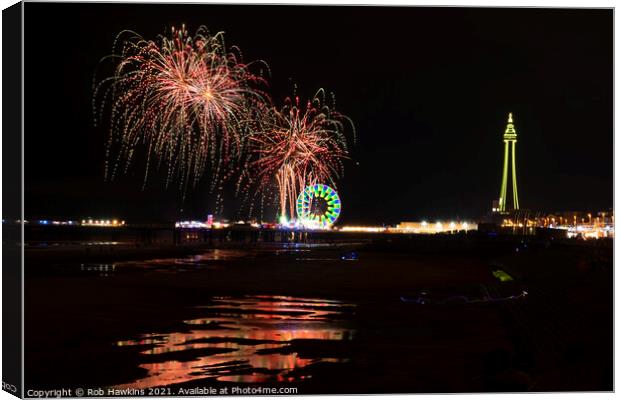 Blackpool fireworks Canvas Print by Rob Hawkins