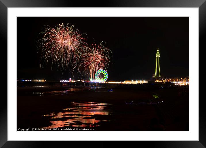 Blackpool fireworks Framed Mounted Print by Rob Hawkins