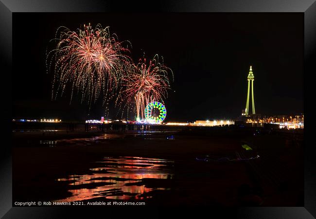 Blackpool fireworks Framed Print by Rob Hawkins