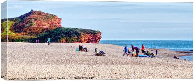 Relaxing At Budleigh Salterton Canvas Print by Peter F Hunt
