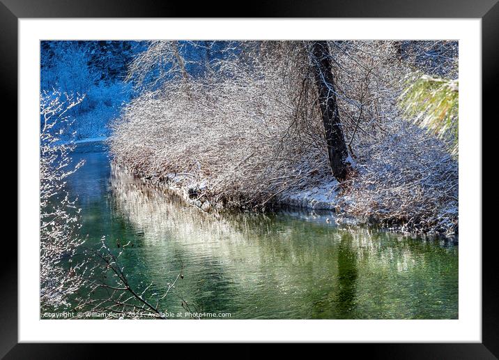 Green River Winter Snow Wenatchee River Washington Framed Mounted Print by William Perry