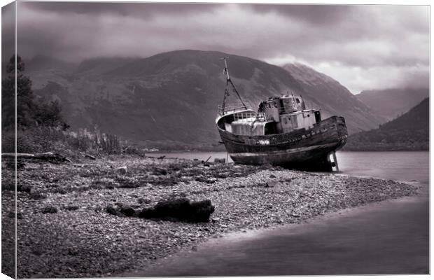The Old Boat at Caol- The Corpach Shipwreck Canvas Print by Tony Bishop