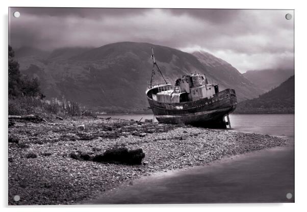 The Old Boat at Caol- The Corpach Shipwreck Acrylic by Tony Bishop