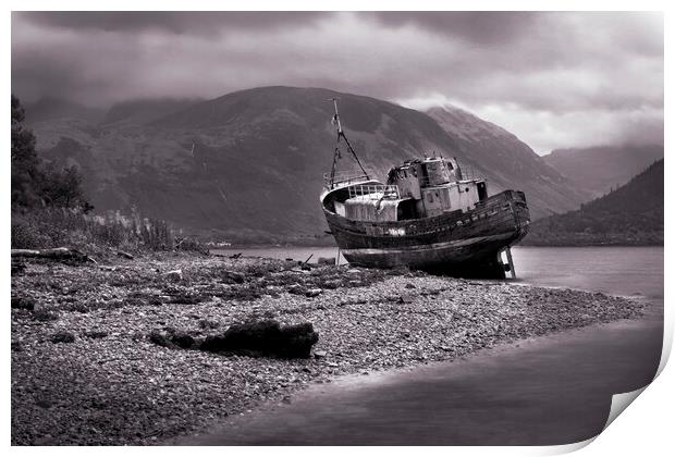The Old Boat at Caol- The Corpach Shipwreck Print by Tony Bishop