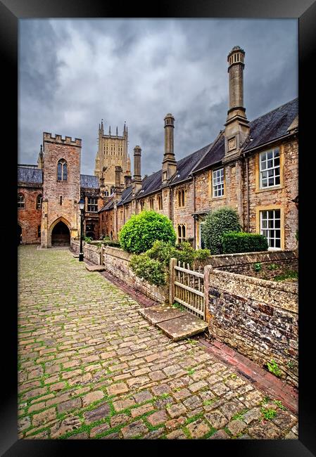 Vicars Close and Wells Cathedral Framed Print by Darren Galpin