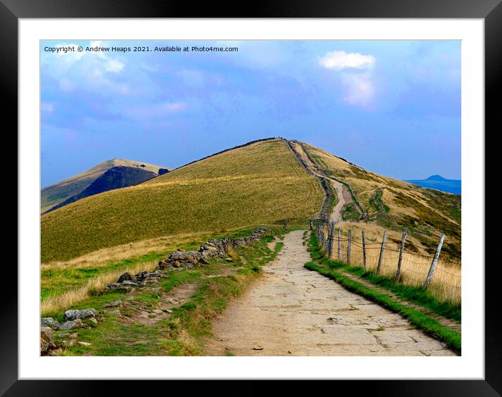 Great ridge in Peak District of Mam Tor Framed Mounted Print by Andrew Heaps