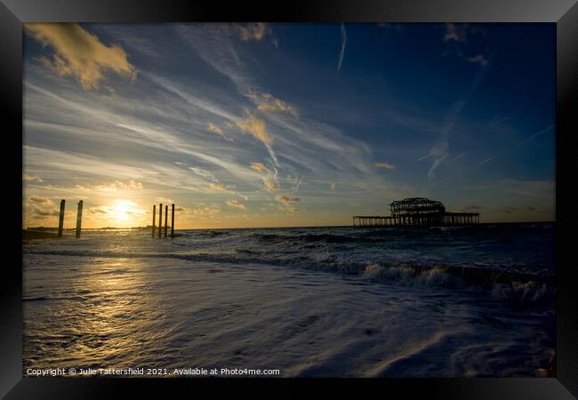 Gentle sunrise at Brighton Framed Print by Julie Tattersfield