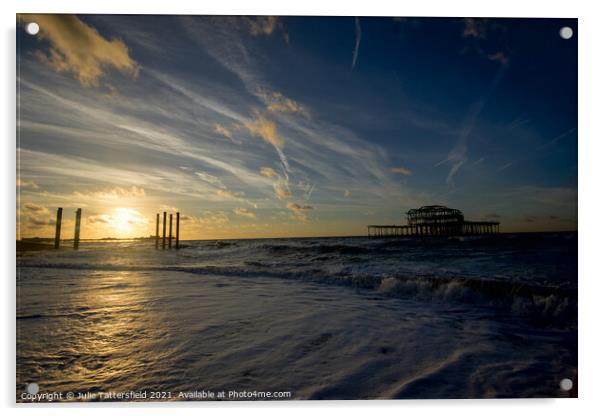 Gentle sunrise at Brighton Acrylic by Julie Tattersfield