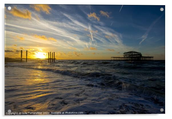 Sunrise glow Brighton Acrylic by Julie Tattersfield