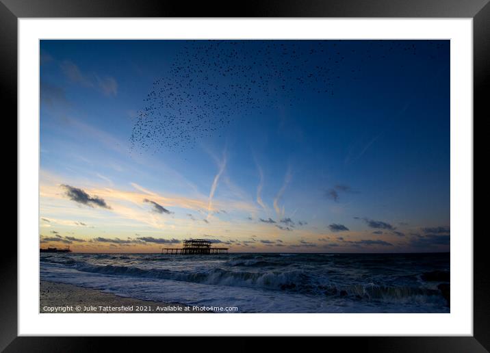 Starling murmation in the sunrise Framed Mounted Print by Julie Tattersfield