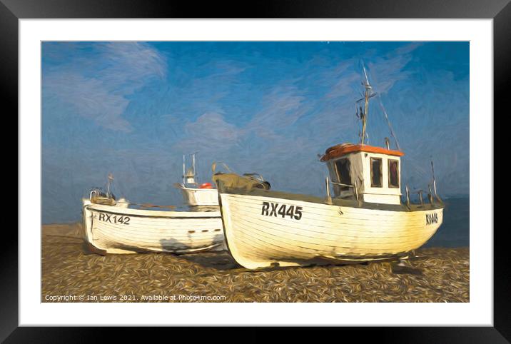 An Impressionist View of Fishing Boats Framed Mounted Print by Ian Lewis
