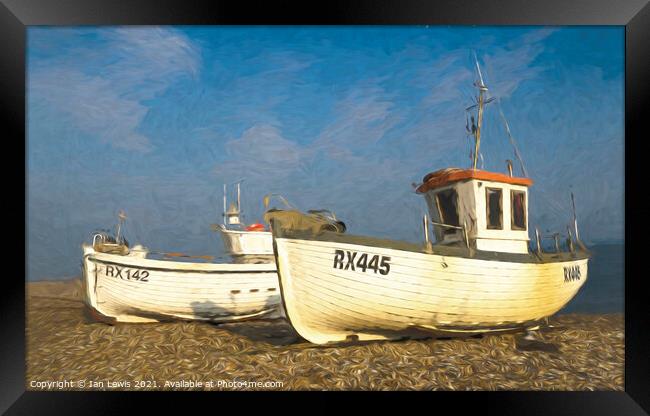 An Impressionist View of Fishing Boats Framed Print by Ian Lewis