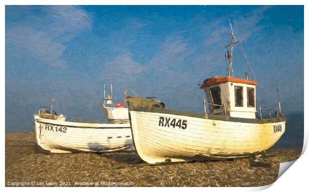 An Impressionist View of Fishing Boats Print by Ian Lewis