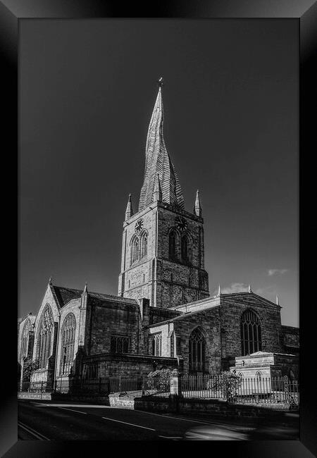 Chesterfield Parish Church in Black and White Framed Print by Alison Chambers