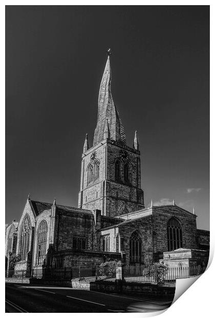 Chesterfield Parish Church in Black and White Print by Alison Chambers