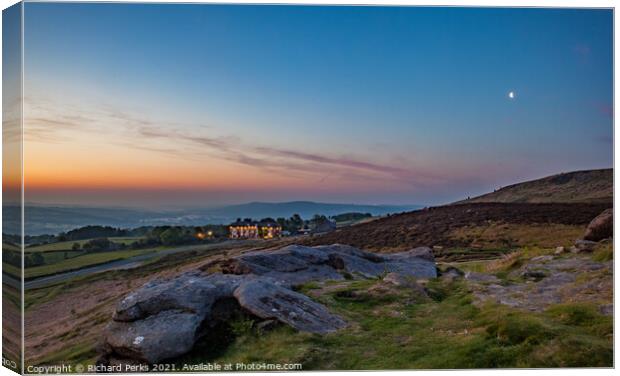 Night becomes Day on Ilkley Moor Canvas Print by Richard Perks