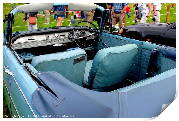1963 Vintage two door converable automobile. Print by john hill