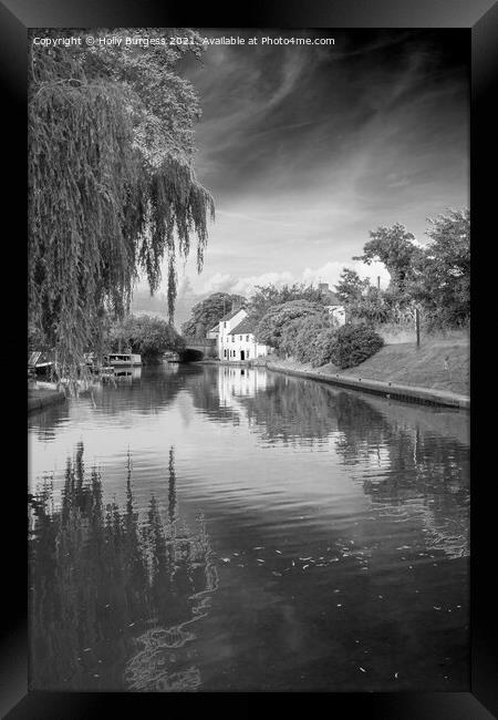 Black and White Country scene by the river,  Framed Print by Holly Burgess