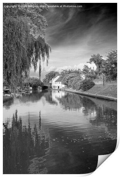 Black and White Country scene by the river,  Print by Holly Burgess