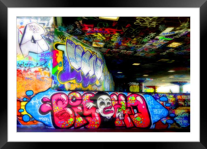 Graffiti Street Art The Undercroft Southbank Skate Park London Framed Mounted Print by Andy Evans Photos