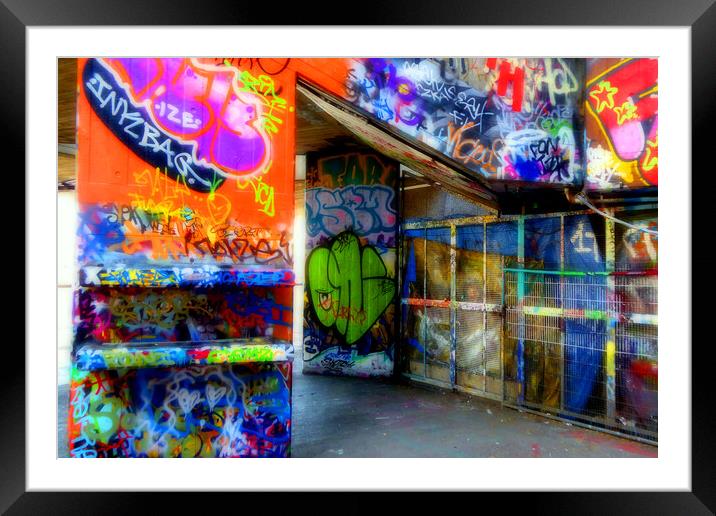 Graffiti Street Art The Undercroft Southbank Skate Park London Framed Mounted Print by Andy Evans Photos