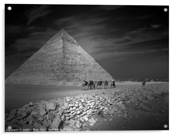 Pyramid Series: Khafre Camel Train Acrylic by Gordon Stein