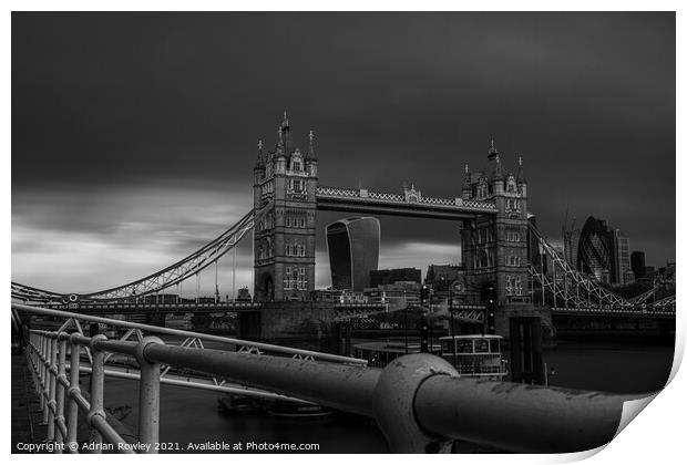 Dark and Gloomy in London Print by Adrian Rowley