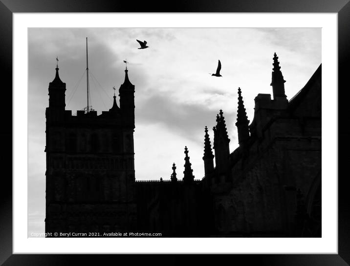 Exeter Cathedral silhouette  Framed Mounted Print by Beryl Curran
